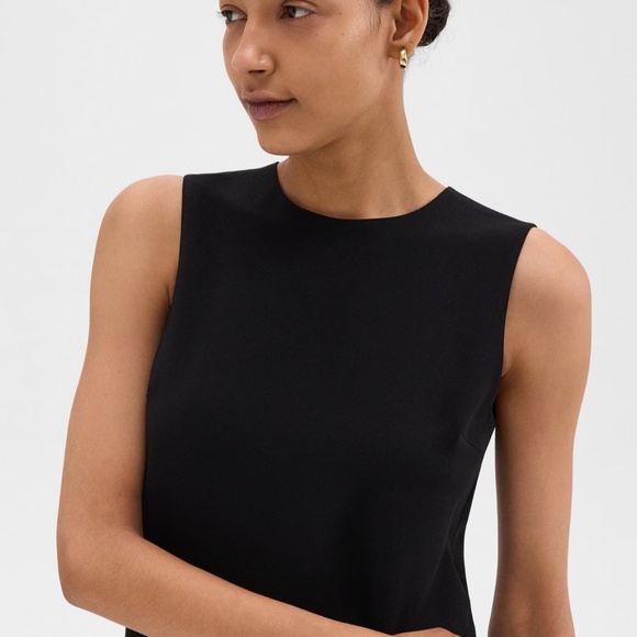 Theory Black Shift Dress in Admiral Crepe - Picture 3 of 5